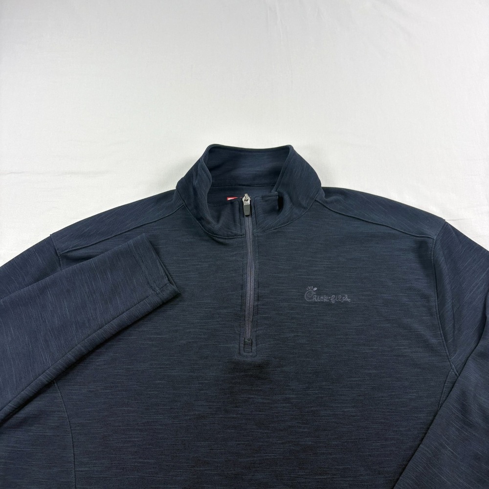 Chick Fil A Sweatshirt Mens Large Blue 1/4 Zip Pullover Employee Uniform